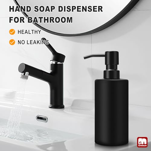 GMISUN Matte Black Soap Dispenser - 12 oz Glass with Steel Pump