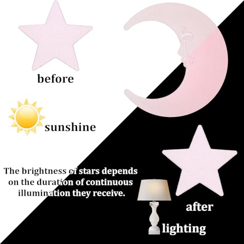 200 Pink Glow in the Dark Stars with Moon for Ceiling Decor