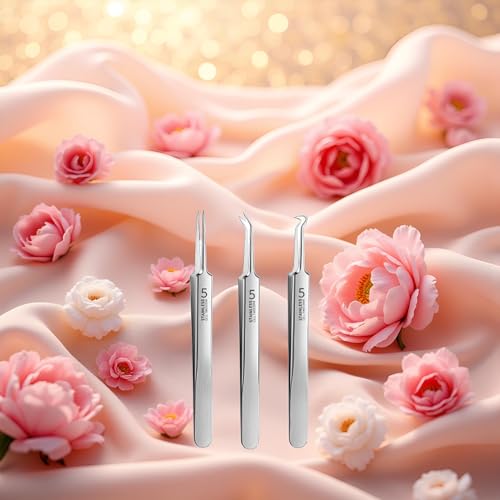 3Pcs Stainless Steel Blackhead Remover Kit & Pimple Extractor Tweezers