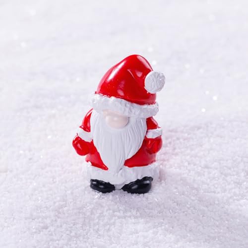 Set of 8 Mini Christmas Village Figurines - Santa, Snowman, Houses & Gnome Ornaments - Village Themed