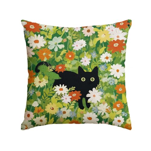 Black Cat Throw Pillow Cover 18x18 - AVOIN Colorlife