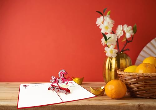 2026 Lunar New Year Horse Pop-Up Card with Red Envelopes
