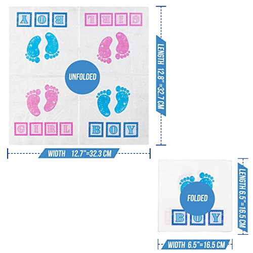 Iconikal Gender Reveal Party Napkins, 2-Sided Boy or Girl, 75-Pack