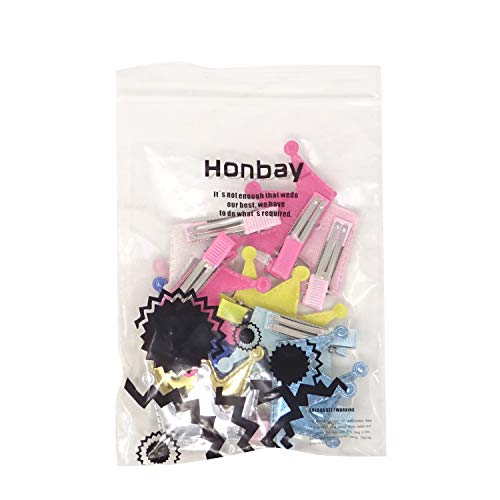 Honbay 12-Piece Glitter Crown Hair Clips Shiny PU Leather Hairpins for Girls