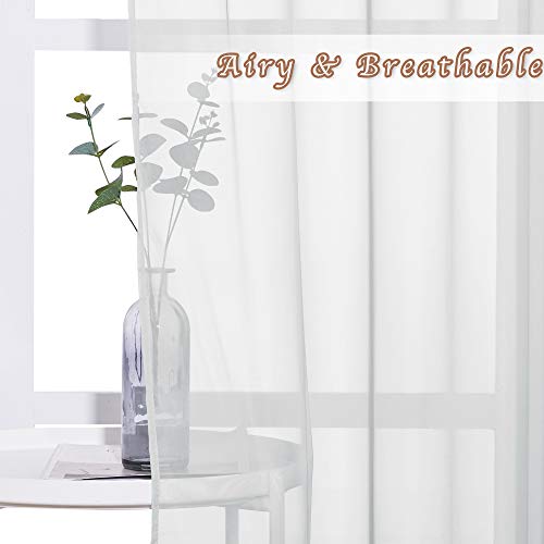 NICETOWN Long Sheer Curtain Panels - Light Gray Voile Drapes (54" x 96", Pack of 2)
