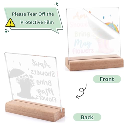 Spring Decor Acrylic Plaque with Wooden Stand - Inspirational Home Sign