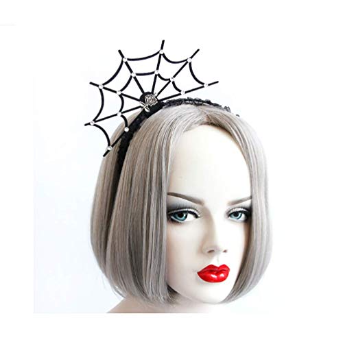 Cathercing Halloween Spider Web Rose Lace Headband Costume Hair Hoop