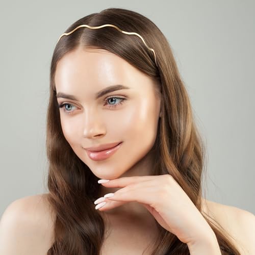 Metal Wavy Headbands for Women - Gold and Silver Hair Accessories 2 Pcs