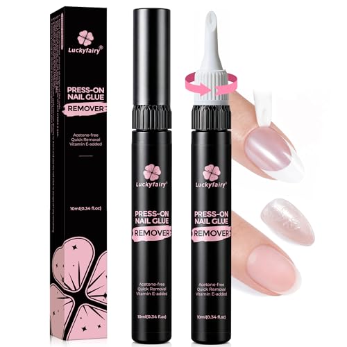 Luckyfairy Nail Glue Remover Pen 10ml 2-Pack Acetone-Free Formula