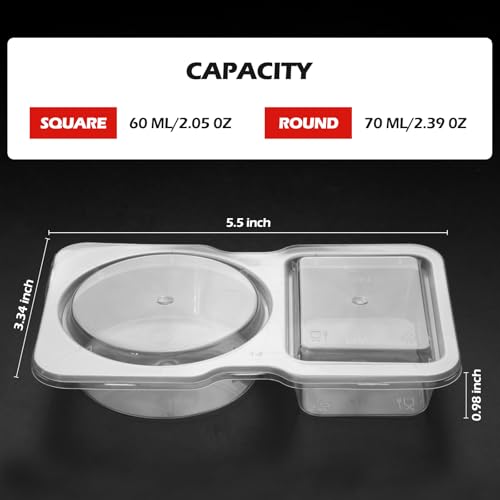 UVHJW 20-Pack Reusable Snack Containers with Lids - 2-Compartment Dipping Cases for Portion Control & Outdoor Use