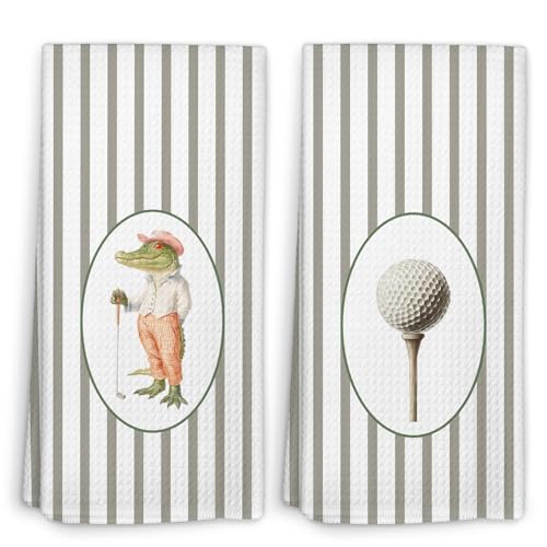 XFCICRLJ Kid15 Funny Alligator Golf Dish Kitchen Towels Set of 2 16x24 Inches