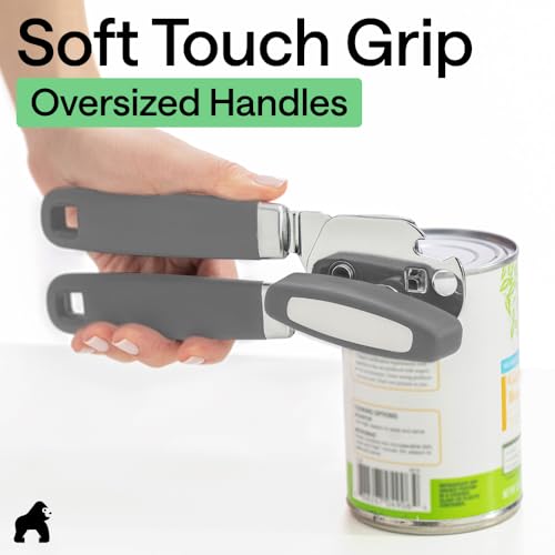 GORILLA GRIP Stainless Steel Manual Can Opener - Heavy Duty, Gray