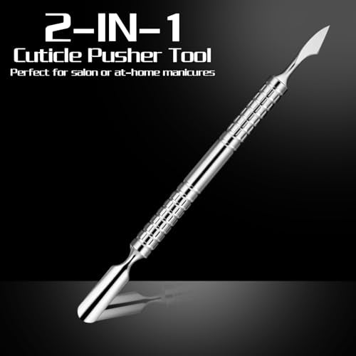 Dual Head Stainless Steel Nail Cuticle Pusher and Scraper Tool