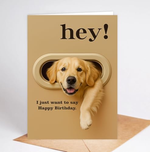 Funny Golden Retriever Birthday Card - Humorous Dog Greeting Card