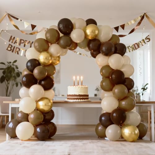 Brown and Gold Balloons Set - 60pcs 12" Helium Latex for Parties