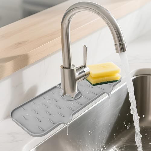 Gosmol Silicone Kitchen Sink Splash Guard - 14.6x5.7 Inch Faucet Drip Mat