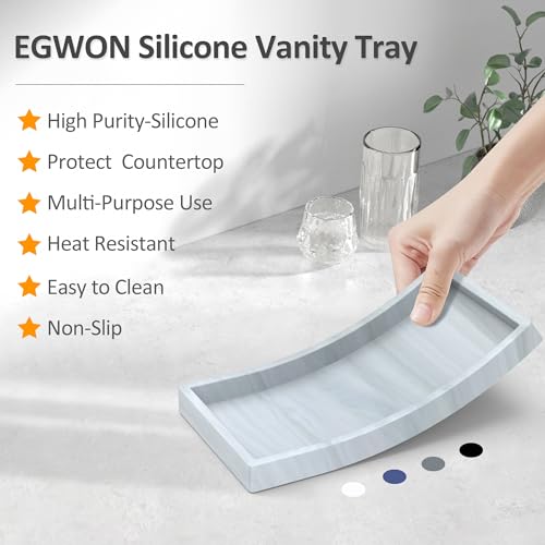 EGWON Silicone Bathroom Vanity Tray, Anti-Slip Countertop Organizer