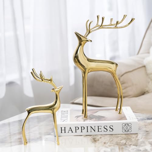 Set of 2 Copper Reindeer Figurines Christmas Decorations Home & Garden