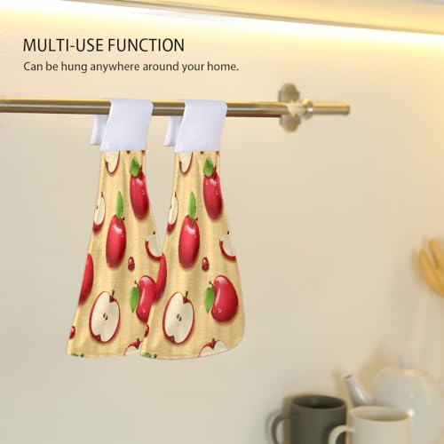 Pardick A-01 Apples Kitchen Towels - 2 Pack Absorbent Hand Towels with Loop
