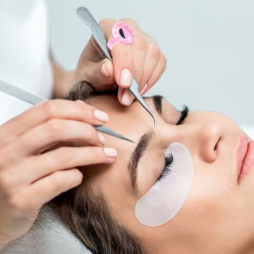 100 Pcs Disposable Lash Glue Rings for Eyelash Extensions - Pink