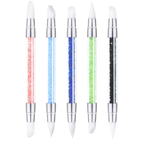Kootinn 5-Piece Dual-Tipped Silicone Nail Art Sculpture Pen Set with Rhinestones
