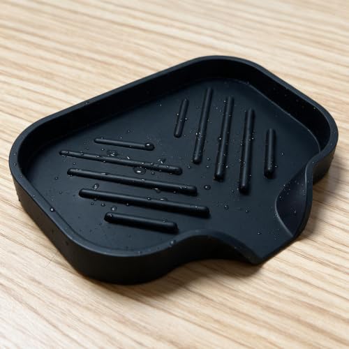Self-Draining Silicone Soap Dish for Kitchen & Bathroom - Black