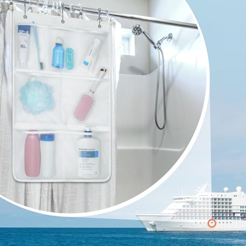 F-color White 7-Pocket Mesh Shower Caddy - Hanging Organizer for Cruise