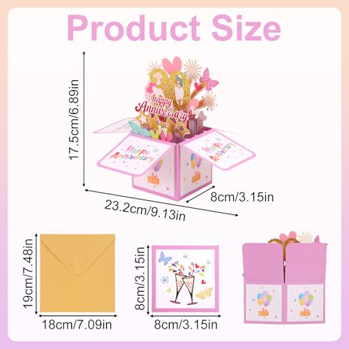 Colorful 3D Anniversary Pop-Up Card with Heart & Butterfly