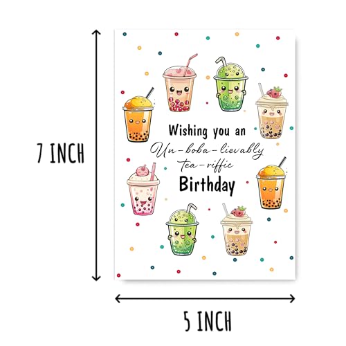 Milk Tea Birthday Greeting Card - Cute Bubble Tea Pun Card 5x7