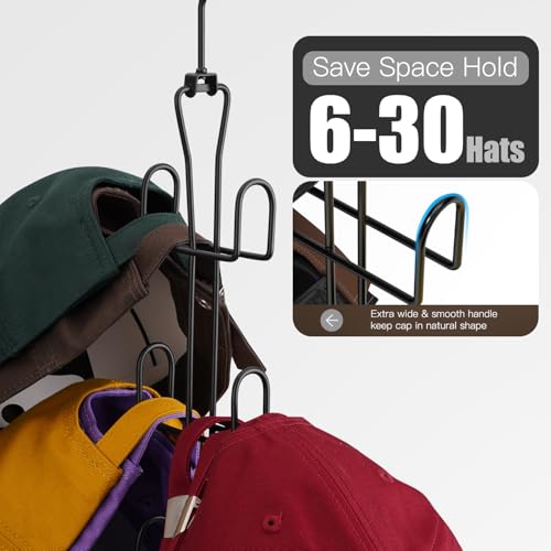 Ulimart Metal Hat Hanger - Rotatable Closet Hat Organizer, Black (2-Pack)
