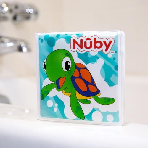 Nuby Bath Fun Time Book with Water-Proof Pages & Surprise Squeaker - Bath Time Book for Babies & Toddlers, 0 M+