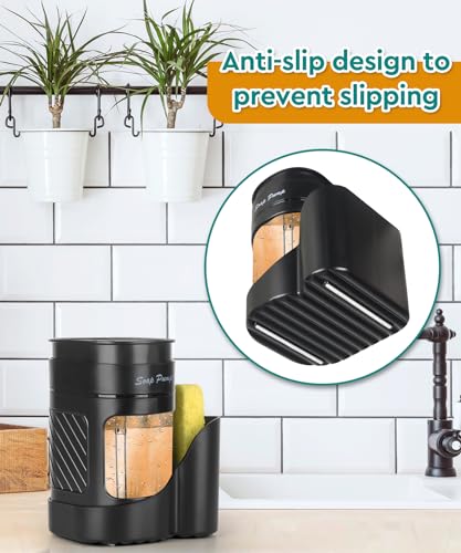 3-in-1 Kitchen Soap Dispenser with Sponge Holder - Black