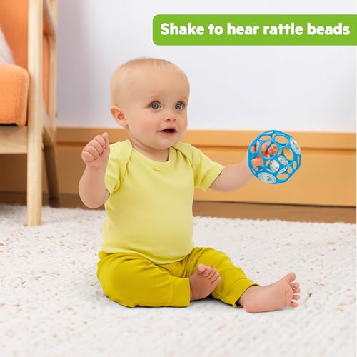 Bright Starts Oball Easy-Grasp Rattle Toy - Blue, 4-Inch Infant Toy