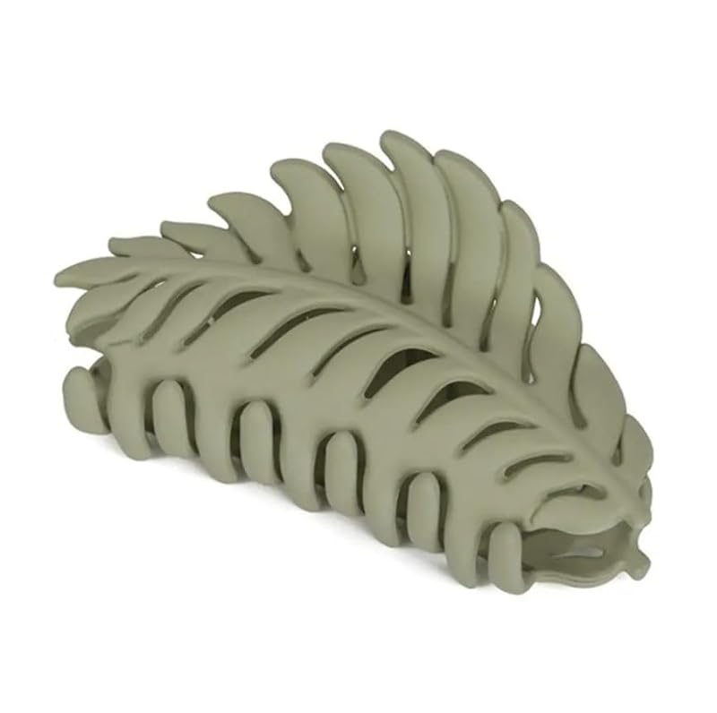 Cauaoa Green Leaf Large Hair Claw Clip - 3.5 Inch Non-Slip Banana Clamp