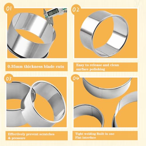 EJIUJIUO 6-Piece Stainless Steel Round Cookie Cutter Set
