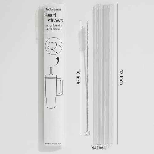 Clear Heart Straws for Stanley Cup - Reusable Plastic Accessories
