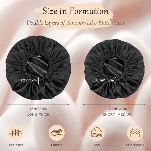 Doitory Silk Hair Bonnet for Sleeping - Double Layer Soft Satin Cap
