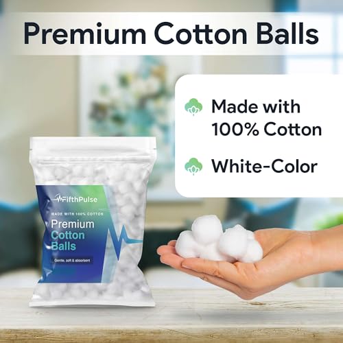 FifthPulse Premium 100% Cotton Balls for Face, Makeup & Skincare - 75 Count
