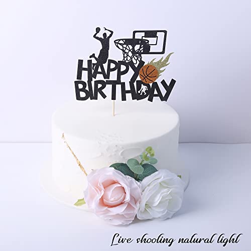 Basketball Birthday Cake Topper - Glitter Sports Theme Decor