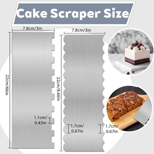 Fuazuzu 2-Piece Stainless Steel Cake Scraper Set for Decorating