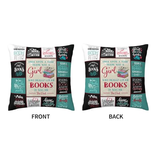 Book Lovers Pillowcase 18" x 18" - Literary Gift for Readers