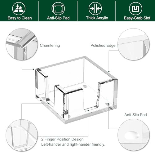 BOSSCASA Acrylic Sticky Note Holder for 3x3 Inch Pads, Clear Desk Organizer