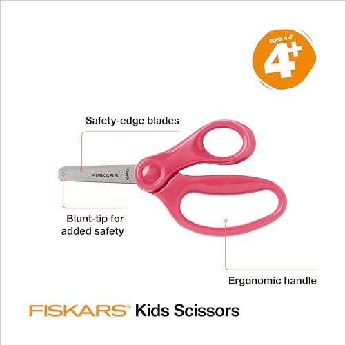 Fiskars 5" Kids Blunt-Tip Safety Scissors for Ages 4-7 - Pink