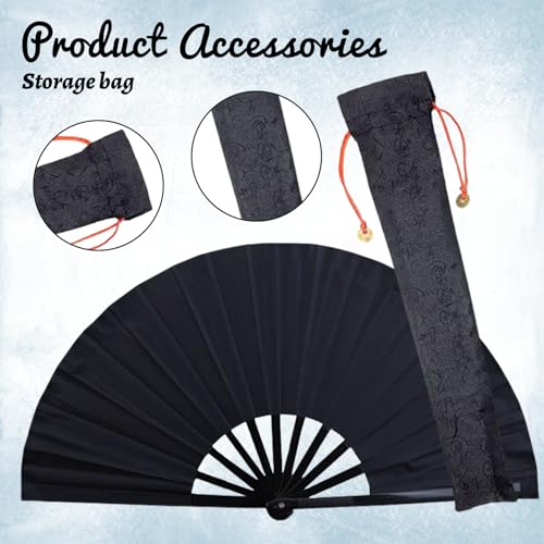 Glitter Folding Hand Fan for Line Dancing - 13 Inch Black