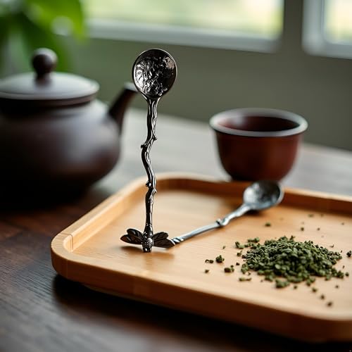 Gun Black Dragonfly Teaspoon - Vintage Stainless Steel Spoon