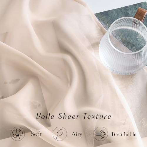 NICETOWN Taupe Sheer Curtains 72" Grommet Window Panels - 2 Pack