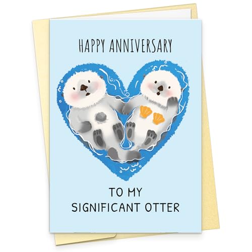 Cute Otter Anniversary Card for Husband Wife - Significant Otter Pun