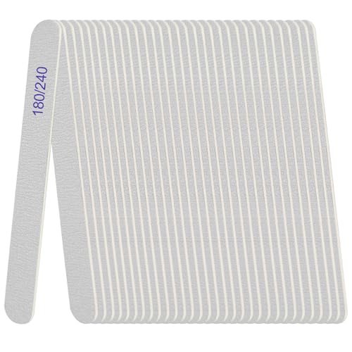 AhaTopia Professional Wooden Nail Files & Emery Boards 180/240 Grit (24 Pack)
