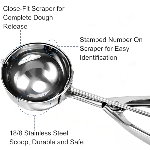 Saebye 4 oz Cookie Scoop with Trigger - Stainless Steel Ice Cream Portion Scoop