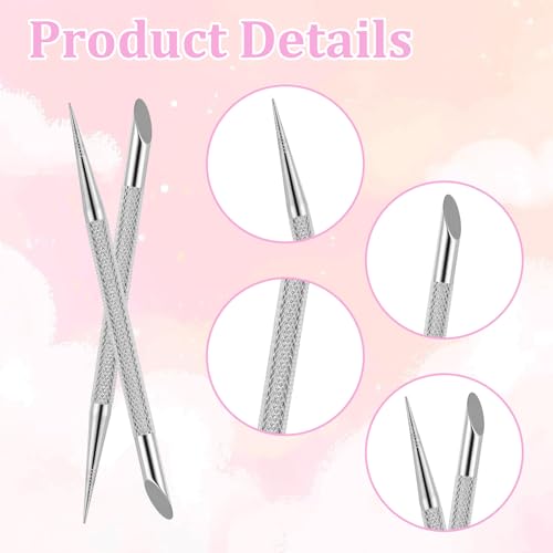 Xelsluthe Stainless Steel Cuticle Pusher and Nail Cleaner Tool 2 Pcs